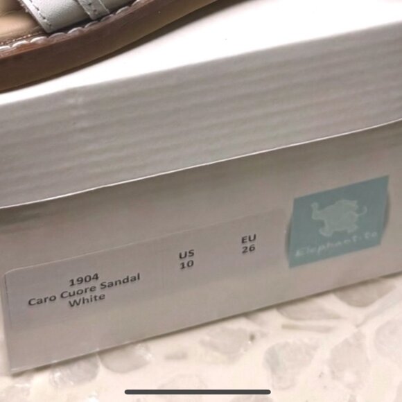Elephantito Caro Cuore Leather Sandal Girls White Silver Hearts Size 10 EU 26 - Picture 7 of 7
